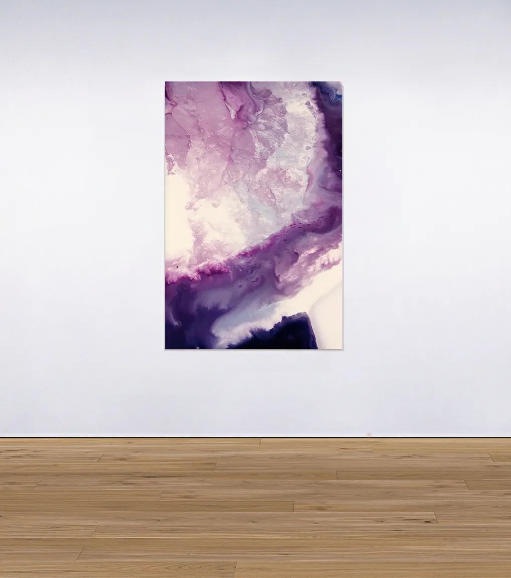 An installation view of Damian Boylan's photographic work 'Dendritic Occurrence' (2019) from his Flux series, showing microscopic chemical and physical interactions.